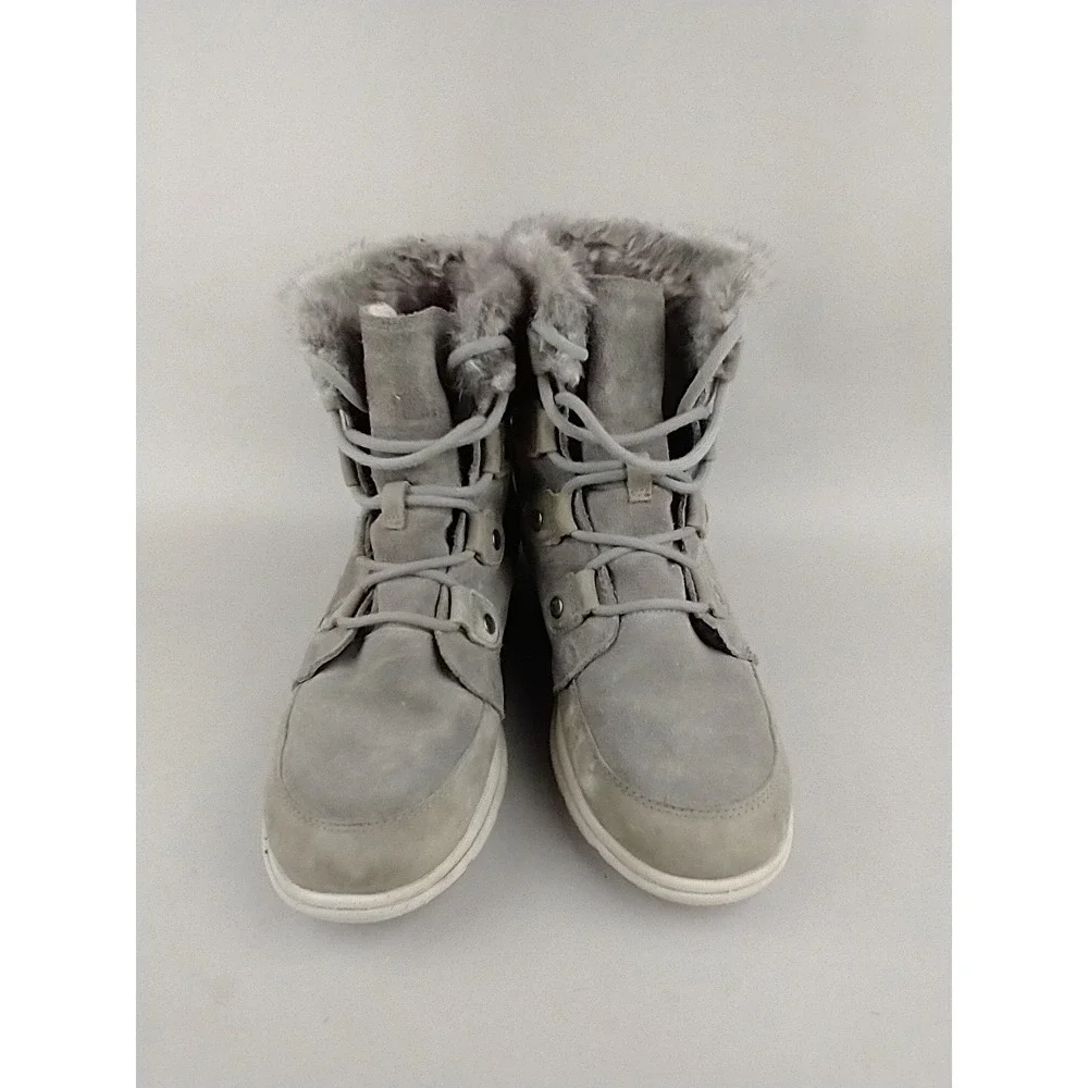 Sorel Explorer Joan Boots Womens 10 Gray Suede Shearling Lined NL3039-052 Winter